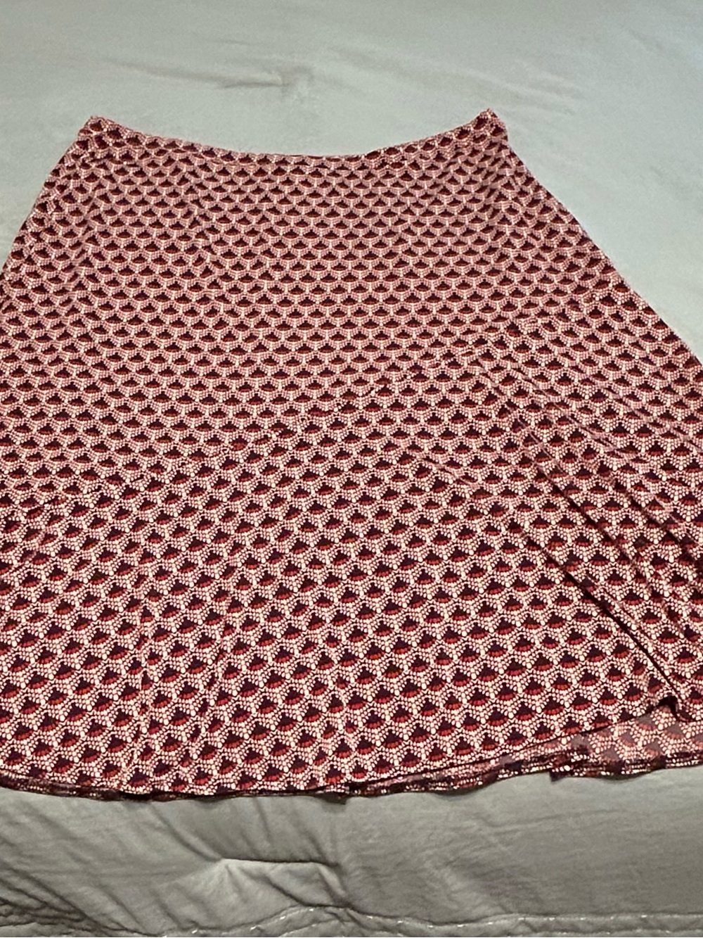 East 5th Rust, Brown & White Geometric Scallop Print A-Line Midi Skirt